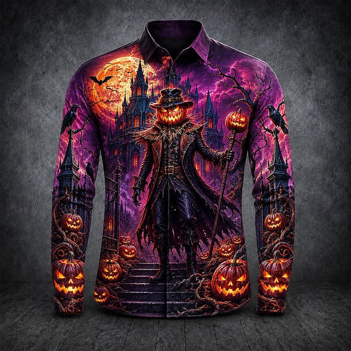 Thatcher | Halloween Gotisk Tryck Långärmad Skjorta