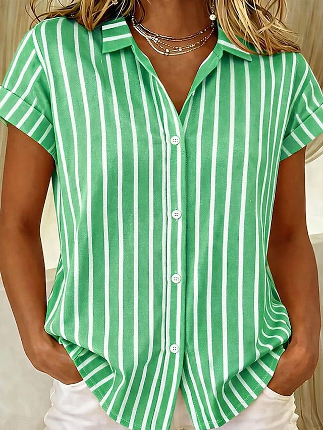 Sylvia | Randig kortärmad blus