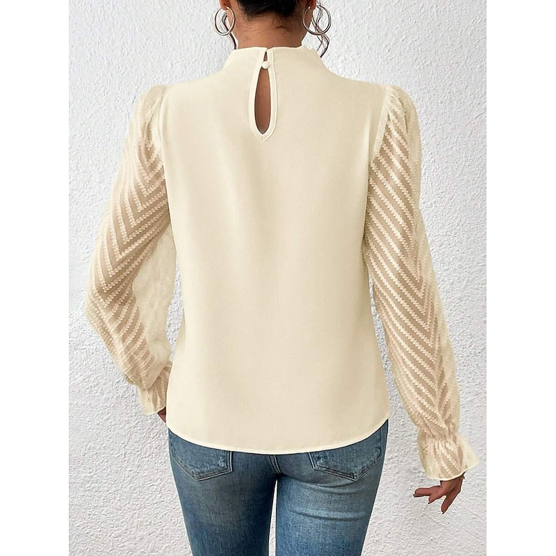 Elspeth | Elegant Blus med Hög Krage