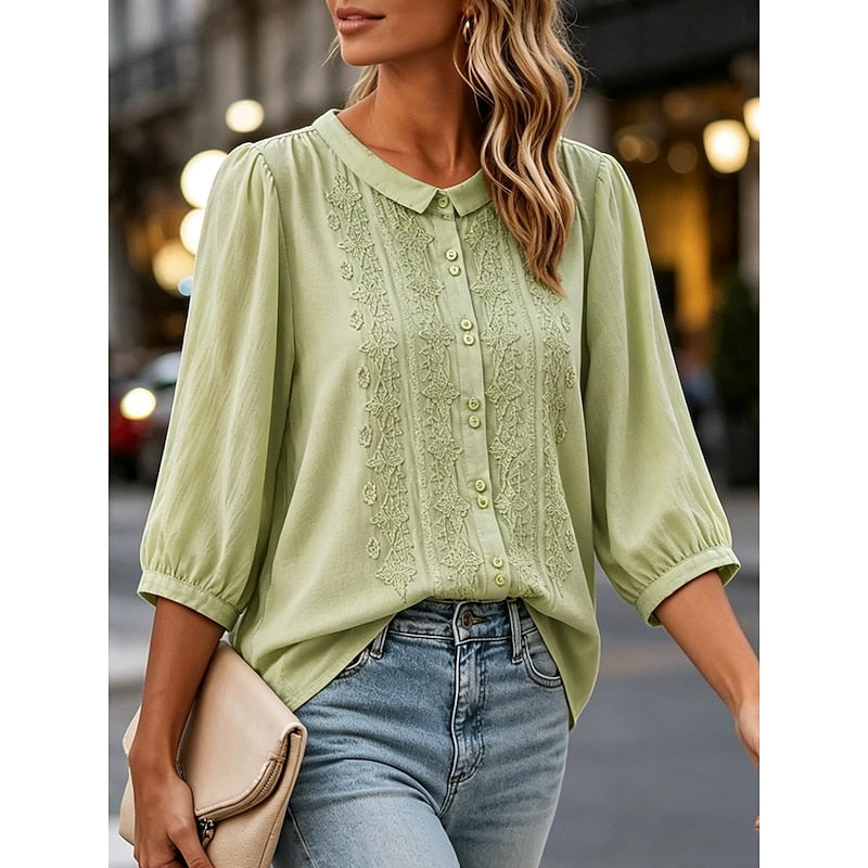 Paige | Broderad Peter Pan-krage Blus