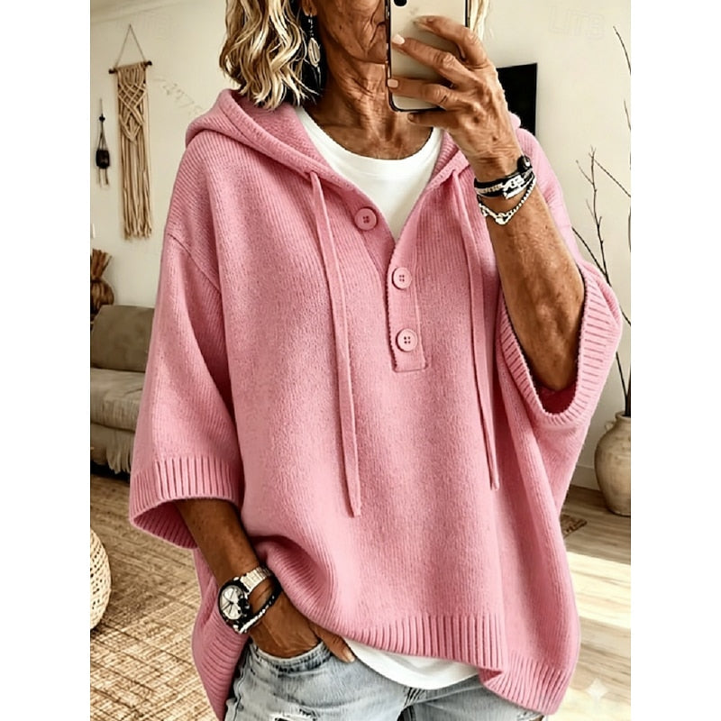 Brooklyn | Avslappnad Hoodie Stickad Tröja