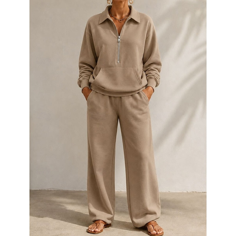 Naomi | Avslappnad Halv-Zip Tvådelad Set