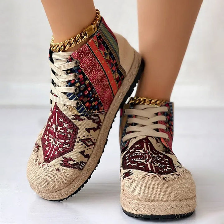 Talia | Boho Mönstrade Hög-Top Sneakers