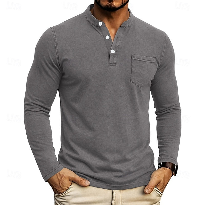 Weston | Klassisk Henley Skjorta med Långa Ärmar