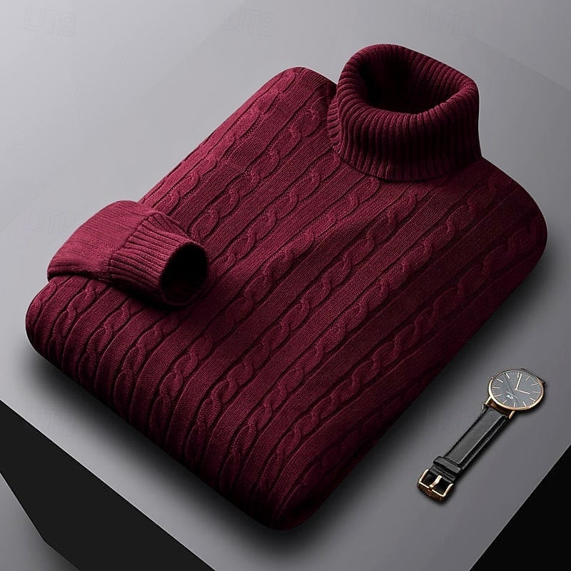 Rhys | Kabelstickad Turtleneck Tröja
