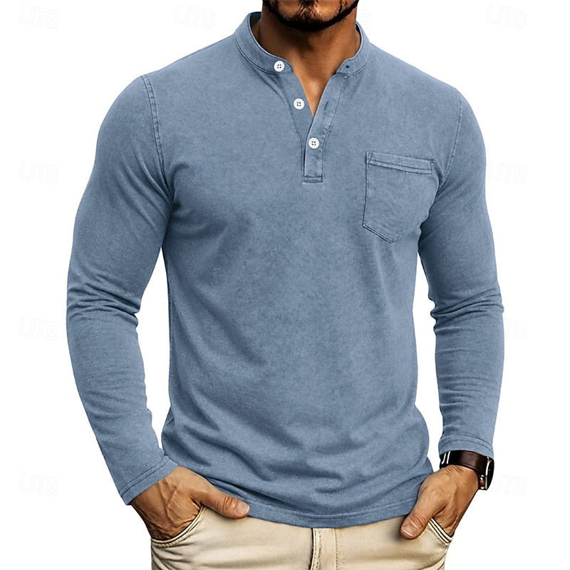 Weston | Klassisk Henley Skjorta med Långa Ärmar