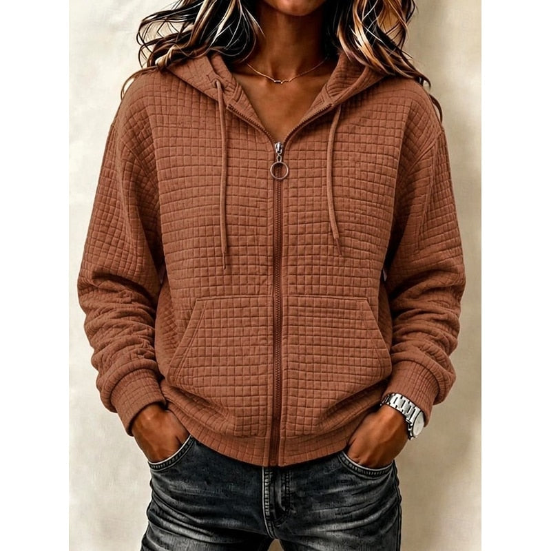 Kathryn | Texturerad Zip-Up Hoodie