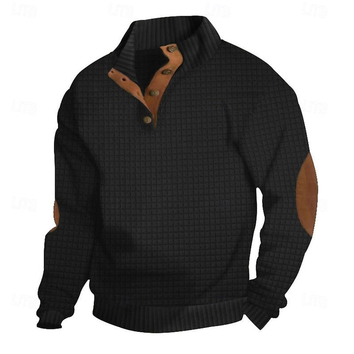 Garrett | Texturerad Pullover med Stående Krage
