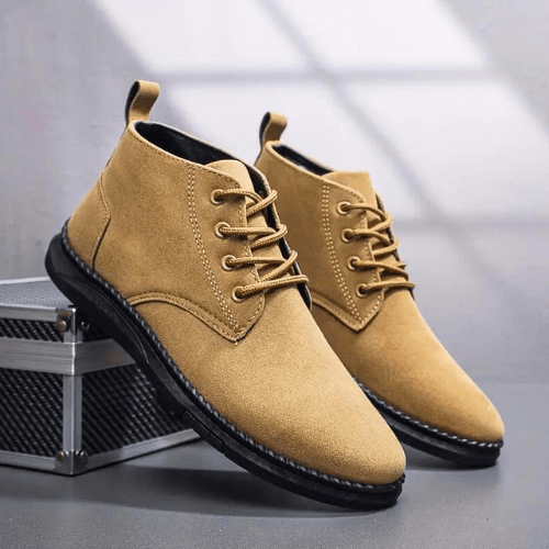 Herr Chukka Boots Snörning med Stickad Kontrastsöm