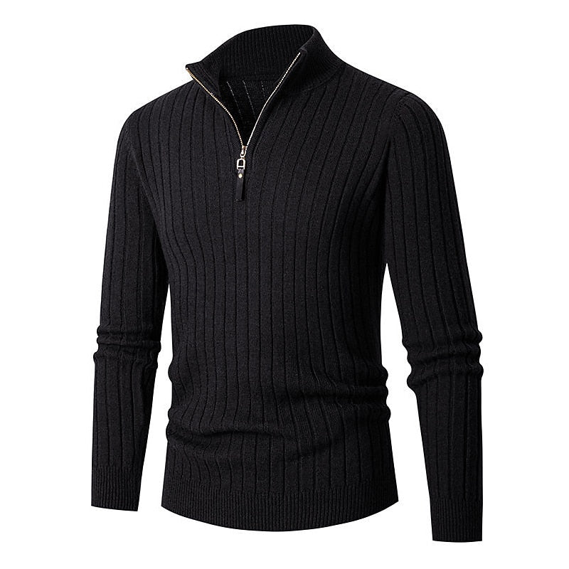 Gavin | Ribbade Kvartzip-Sweater