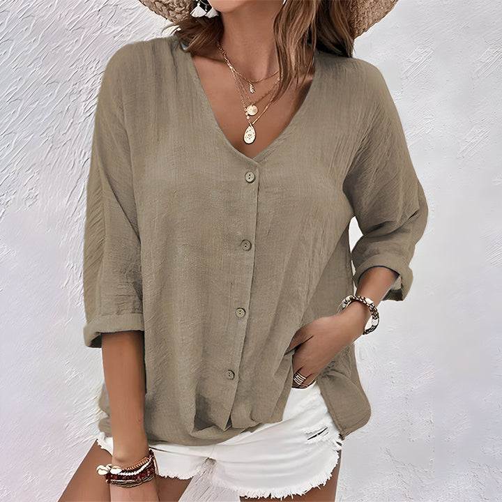 Giana | Avslappnad Knapp-up Blus