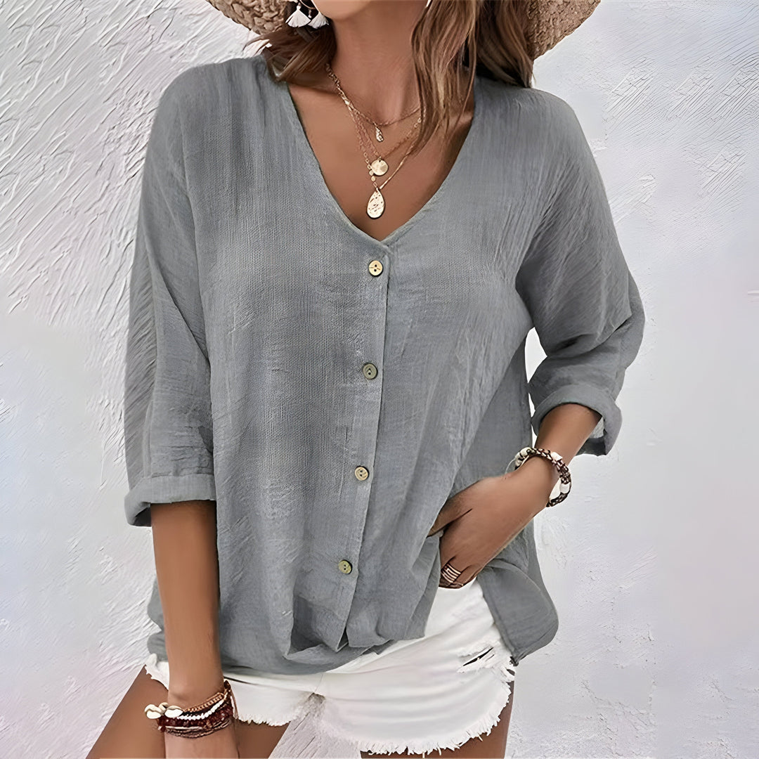 Giana | Avslappnad Knapp-up Blus