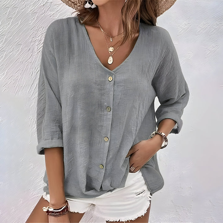 Giana | Avslappnad Knapp-up Blus