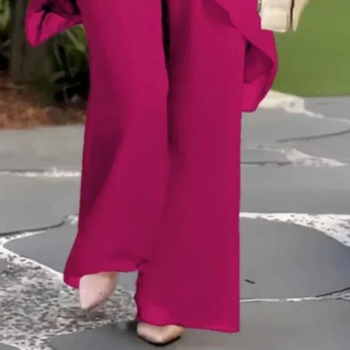 Valeria | Elegant Draped Palazzo Byxor Set