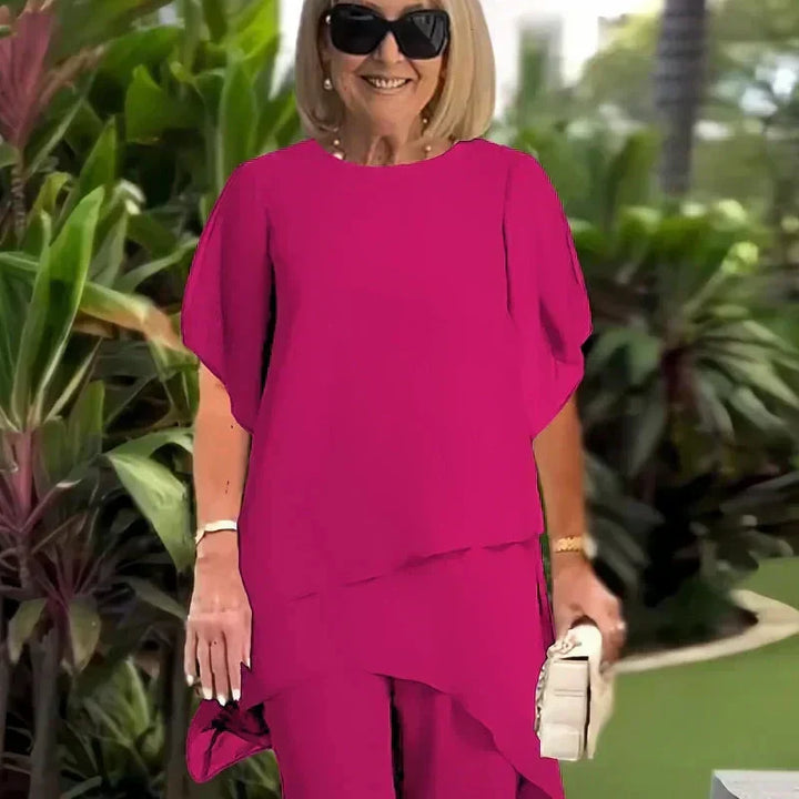 Valeria | Elegant Draped Palazzo Byxor Set