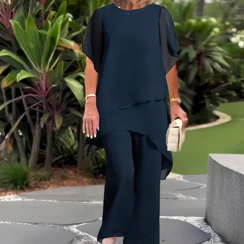 Valeria | Elegant Draped Palazzo Byxor Set