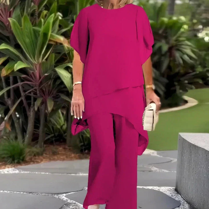 Valeria | Elegant Draped Palazzo Byxor Set