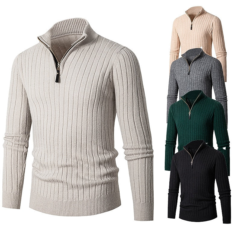 Gavin | Ribbade Kvartzip-Sweater
