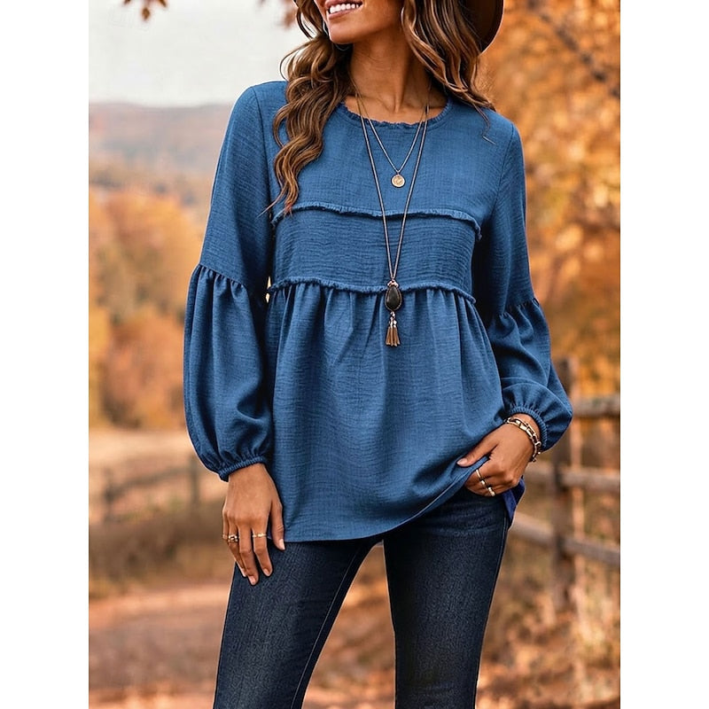 Rebecca | Avslappnad Peplum Blus