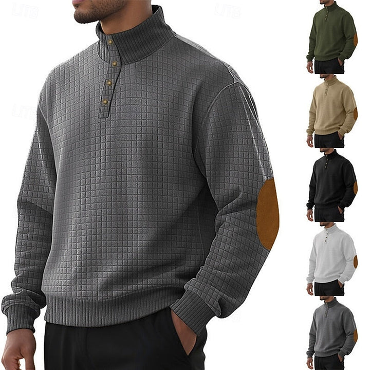 Garrett | Texturerad Pullover med Stående Krage