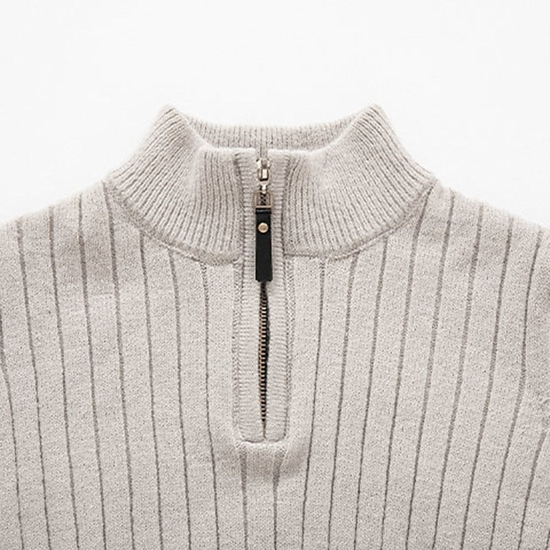 Gavin | Ribbade Kvartzip-Sweater