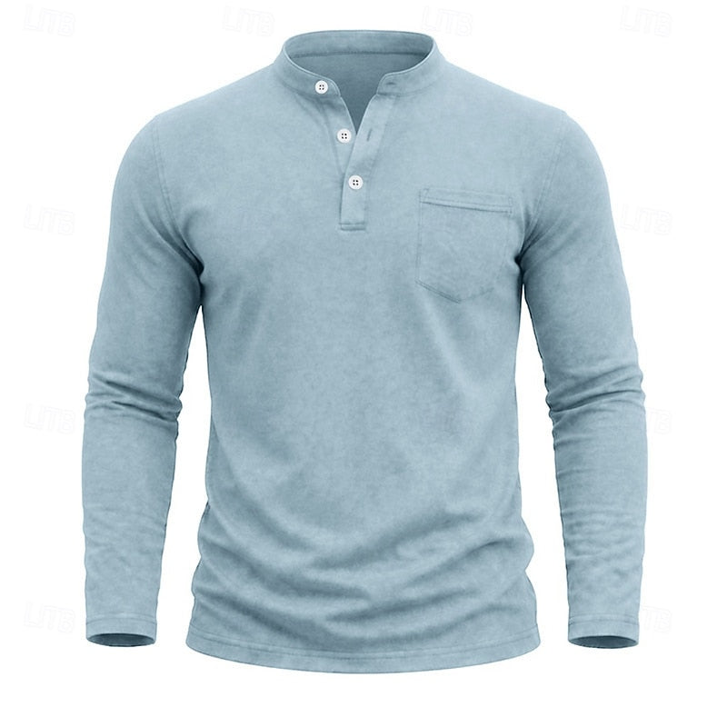 Weston | Klassisk Henley Skjorta med Långa Ärmar