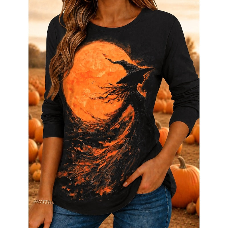 Fern | Halloween Häxa Grafisk Långärmad Topp