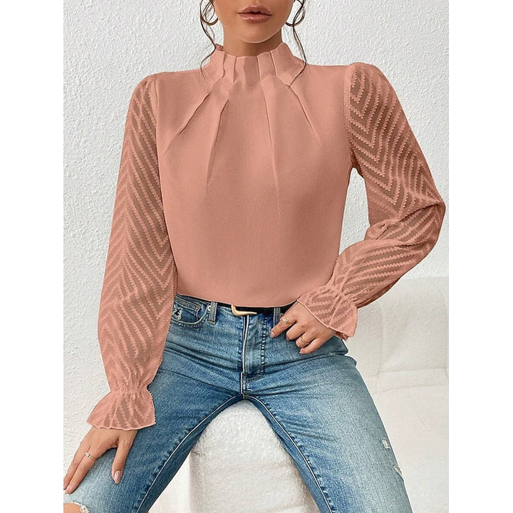 Elspeth | Elegant Blus med Hög Krage