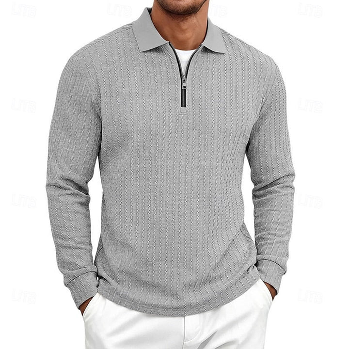 Rhett | Texturerad Quarter-Zip Polo Skjorta