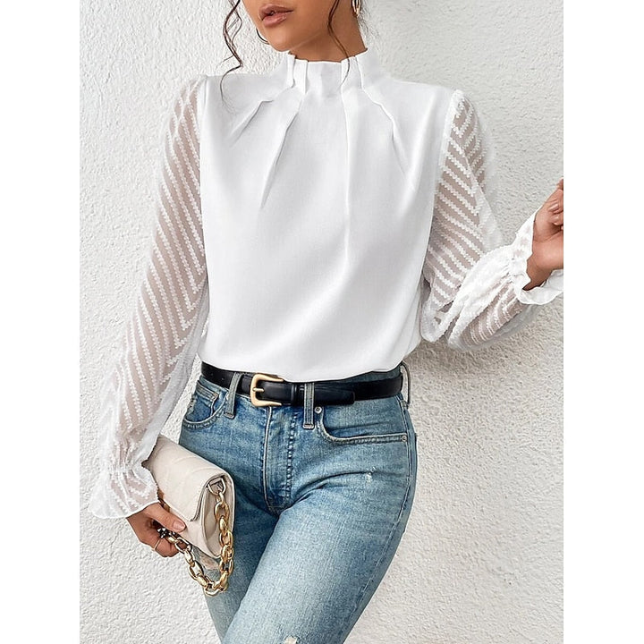 Elspeth | Elegant Blus med Hög Krage