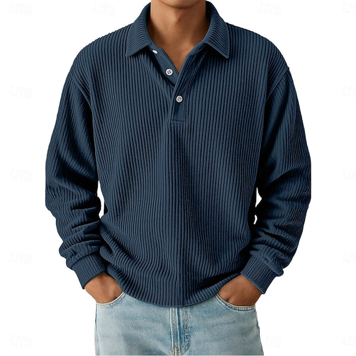 Wallace | Texturerad Polotröja med Lång Ärmar