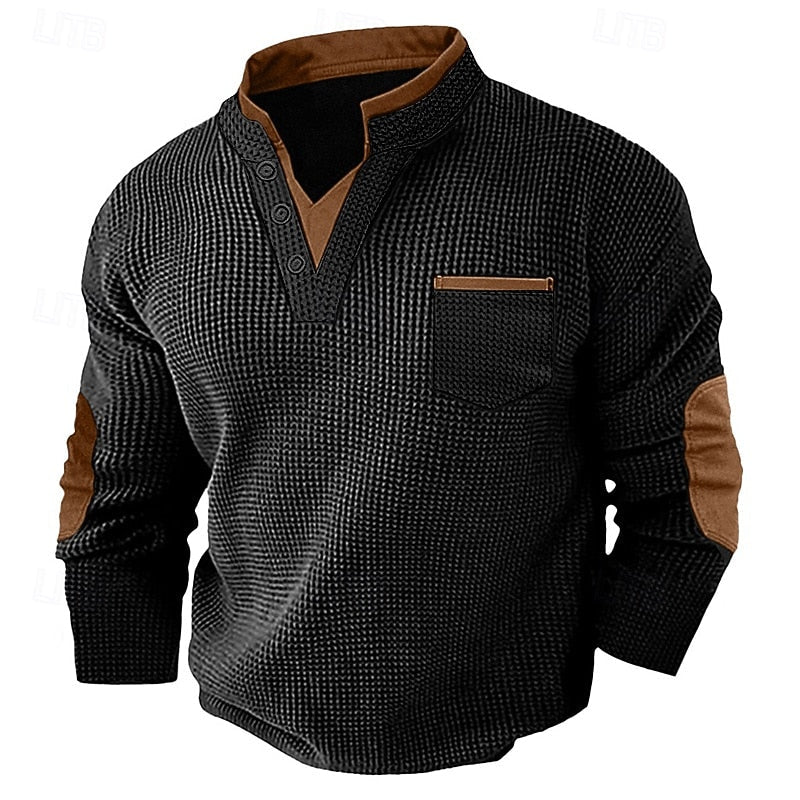 Russell | Texturerad Waffle Henley Skjorta