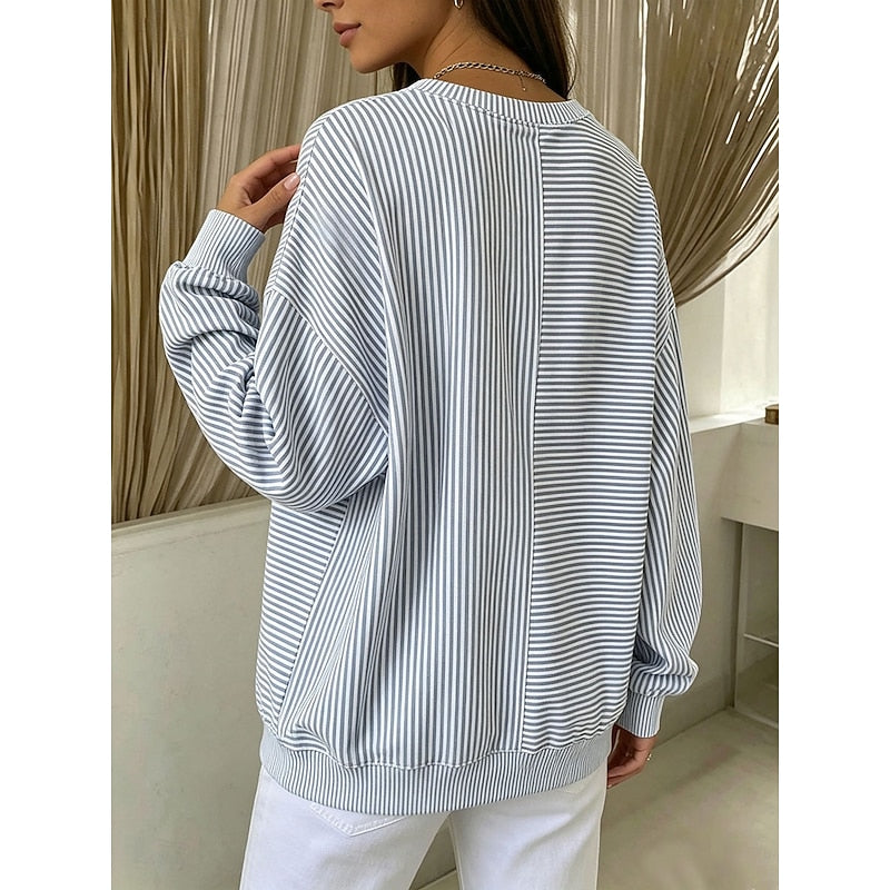 Corinna | Avslappnad Randig Sweatshirt
