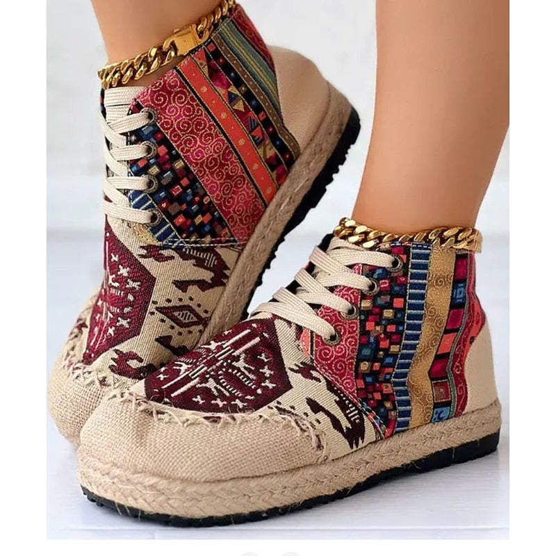 Talia | Boho Mönstrade Hög-Top Sneakers