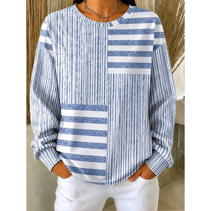 Adelaide | Randig Färgblock Crew Neck Sweatshirt