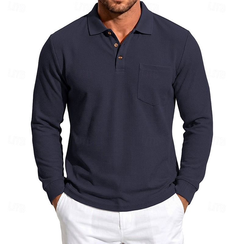Quentin | Texturerad långärmad polo