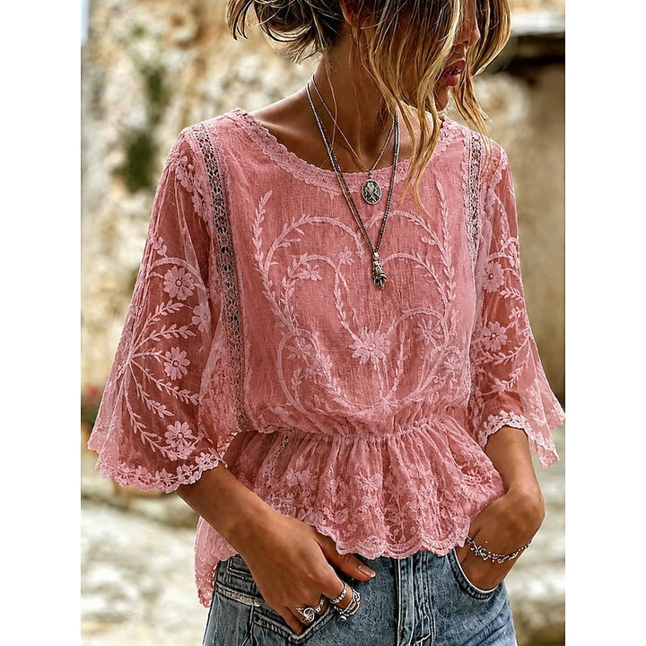 Sabrina | Broderad Peplum Blus
