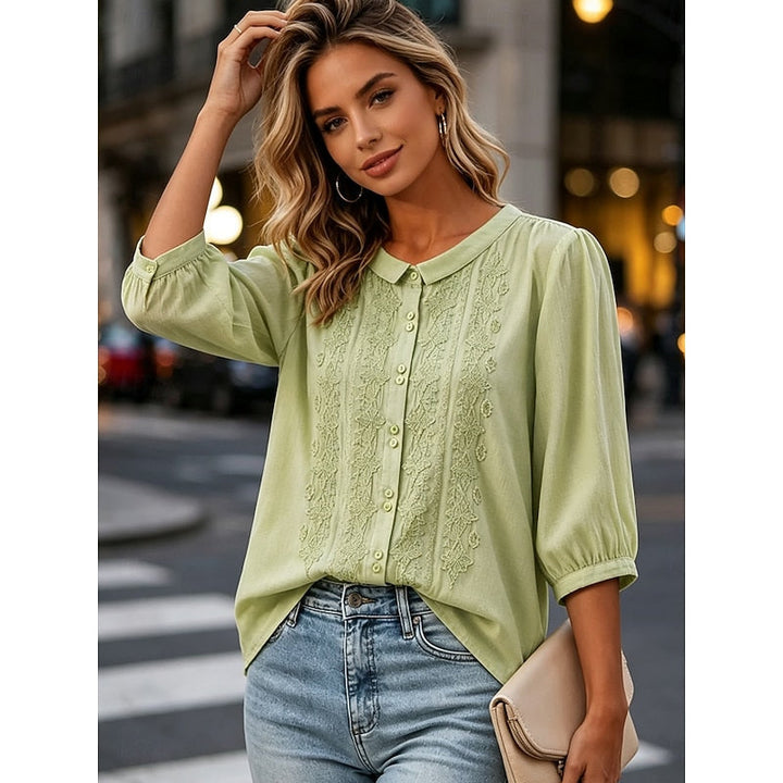 Paige | Broderad Peter Pan-krage Blus