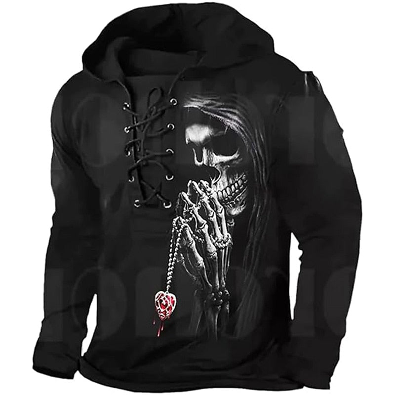 Cole | Halloween Snörning Skalle Hoodie