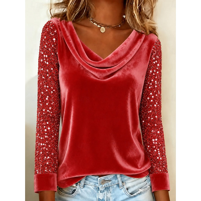 Marlene | Glittrande Cowl-Neck Top