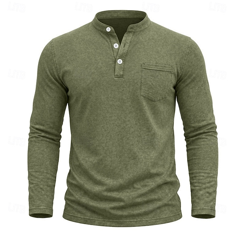 Weston | Klassisk Henley Skjorta med Långa Ärmar