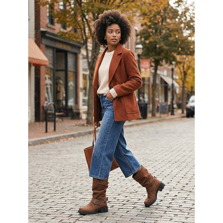 Sylvia | Spänndetaljade Mid-Calf Biker Boots