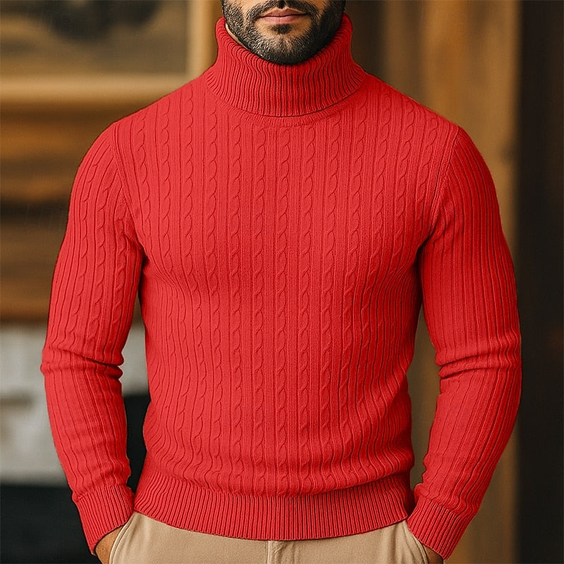 Rupert | Kabelstickad Turtleneck Tröja