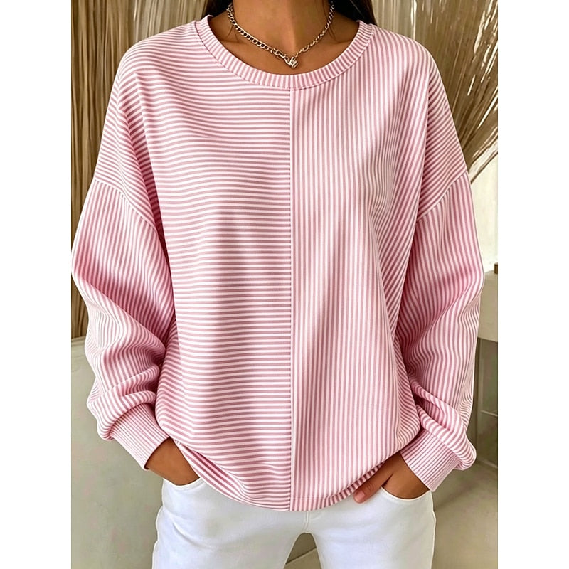 Corinna | Avslappnad Randig Sweatshirt