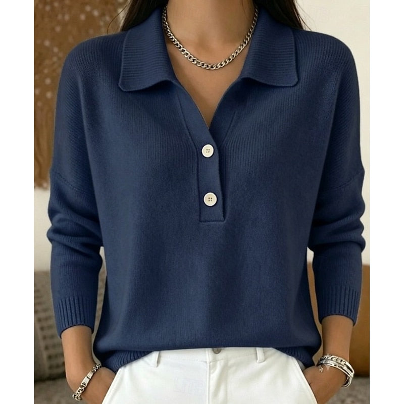 Eliza | Raffinerad Krage Knapp Pullover