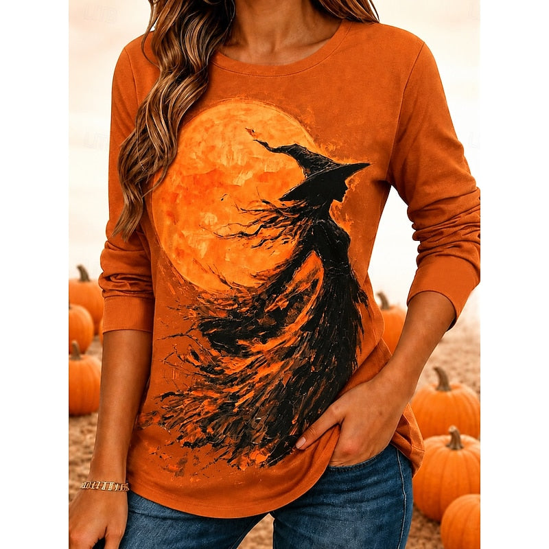 Fern | Halloween Häxa Grafisk Långärmad Topp