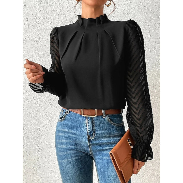 Elspeth | Elegant Blus med Hög Krage