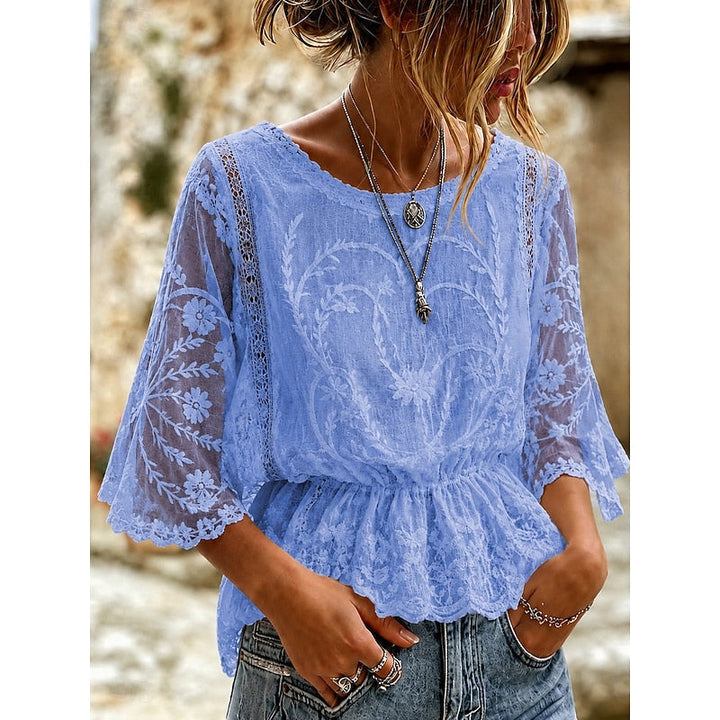 Sabrina | Broderad Peplum Blus
