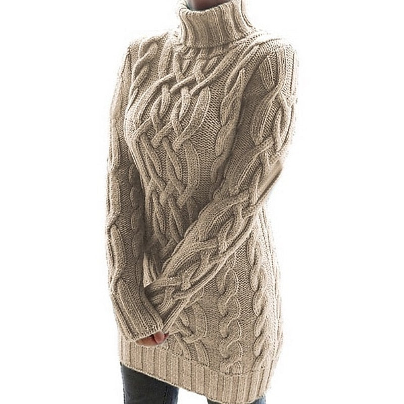 Thea | Kabeltexturerad Turtleneck Klänning