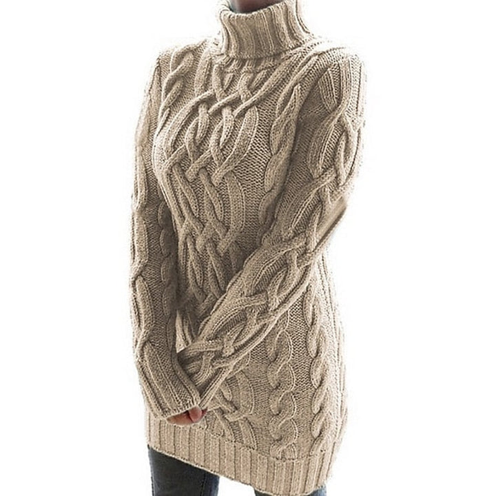 Thea | Kabeltexturerad Turtleneck Klänning